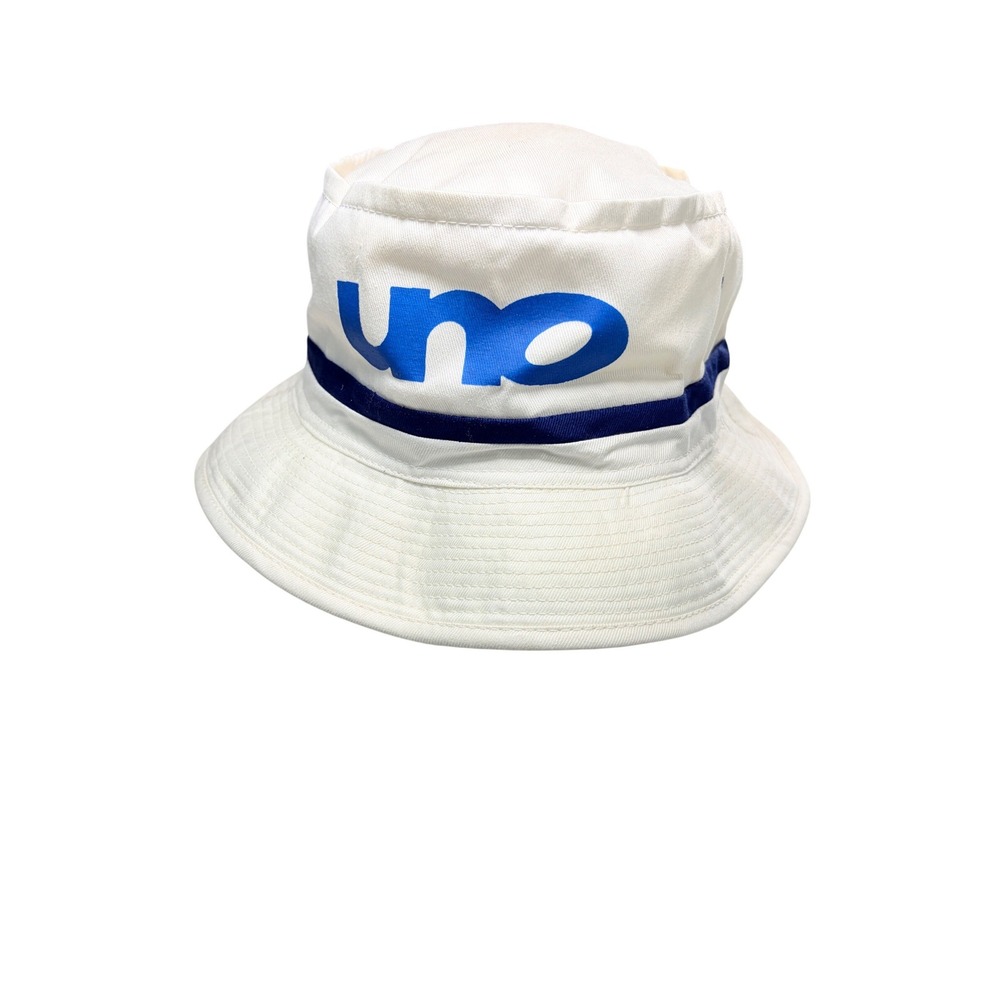 Vintage UNO Beer Bucket Hat White Cotton Brewery Advertising Fishing Cap 80s 90s
